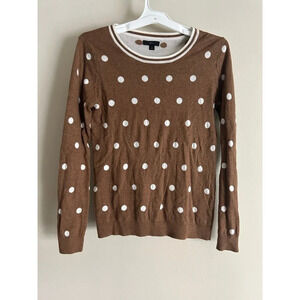 J. Crew Sweater Crew Neck Pullover Polka Dots Cotton Size Small